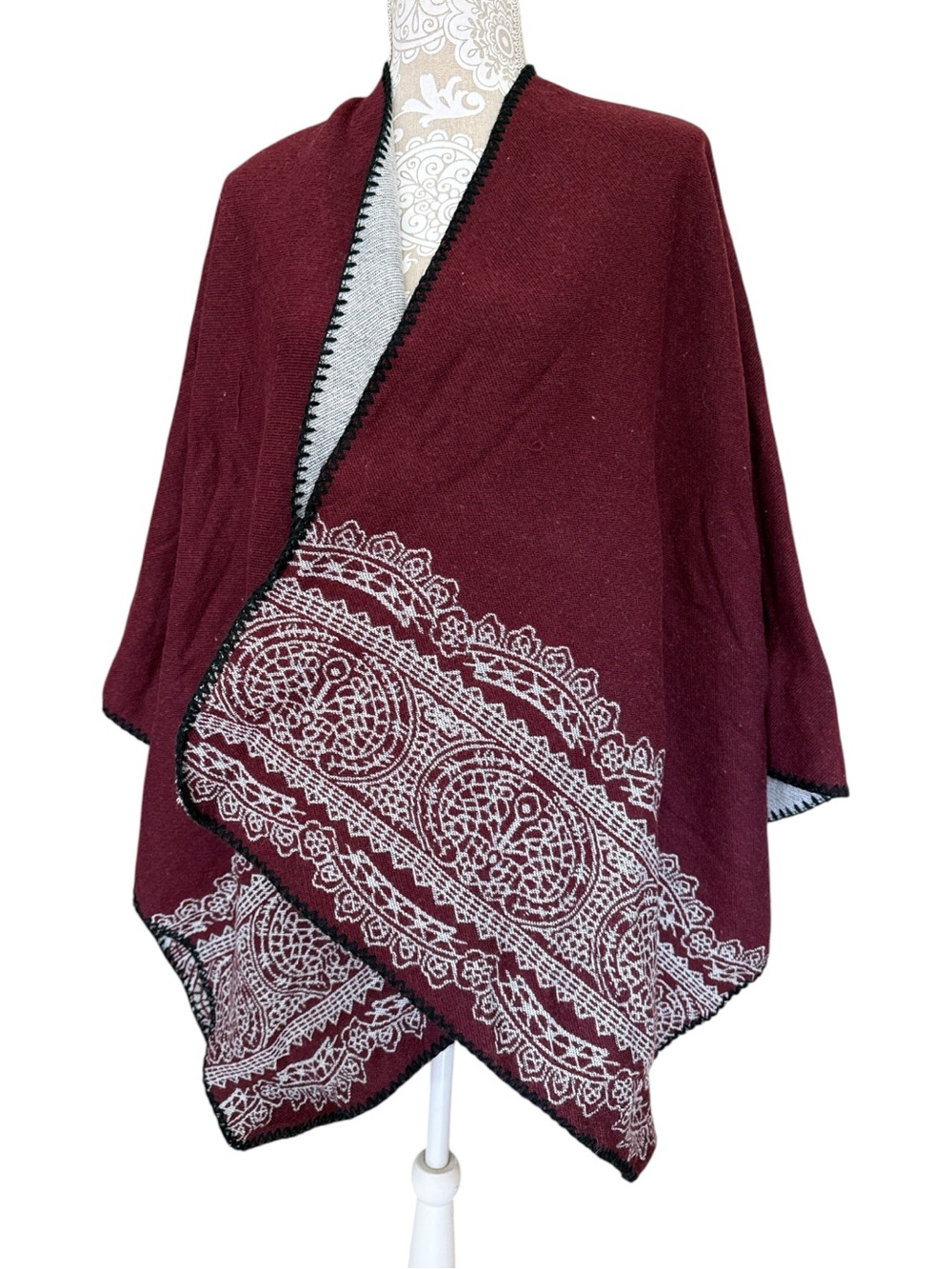 Knit reversible poncho